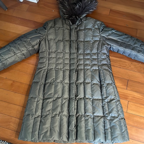 1 Madison Olive green down puffer jacket long warm winter outerwear - Picture 3 of 16